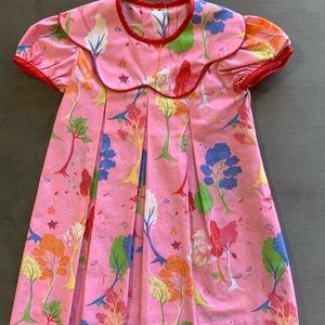 Pink flowered dress with Peter Pan collar by Beaufort Bonnet Company